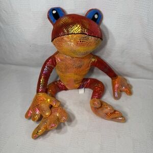 Kelly Toy Frog Plush Stuffed Animal Toy Red Yellow‎ with Metallic Spots